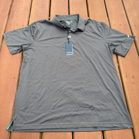 Men's Striped Performance Polo Shirt UPF 30 - Picture 1 of 7